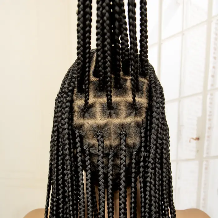 Perruques tressées Afro synthétiques pleine dentelle, tresses au dos sans nœuds en boîte pour femmes