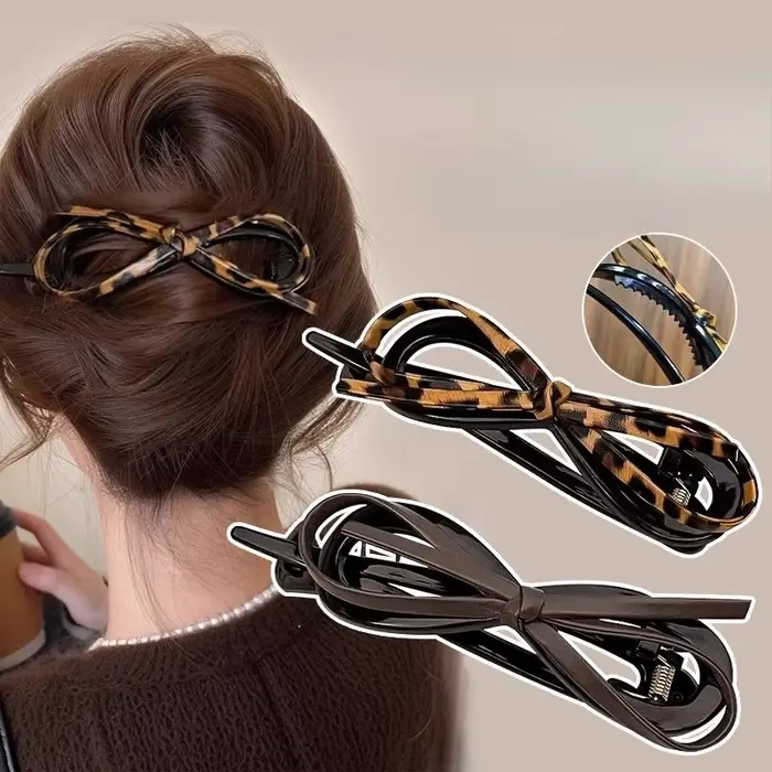 Pinces à cheveux torsadées imprimé léopard pour femmes