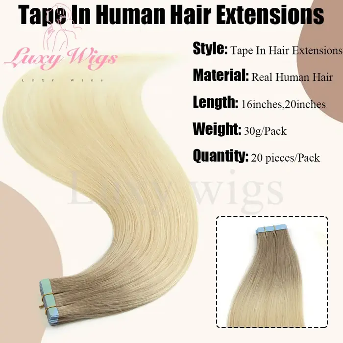 Mèches Blonde bande dans les Extensions de cheveux cheveux humains droite noir blond sans couture PU peau trame bande dans les Extensions de cheveux 20 pièces