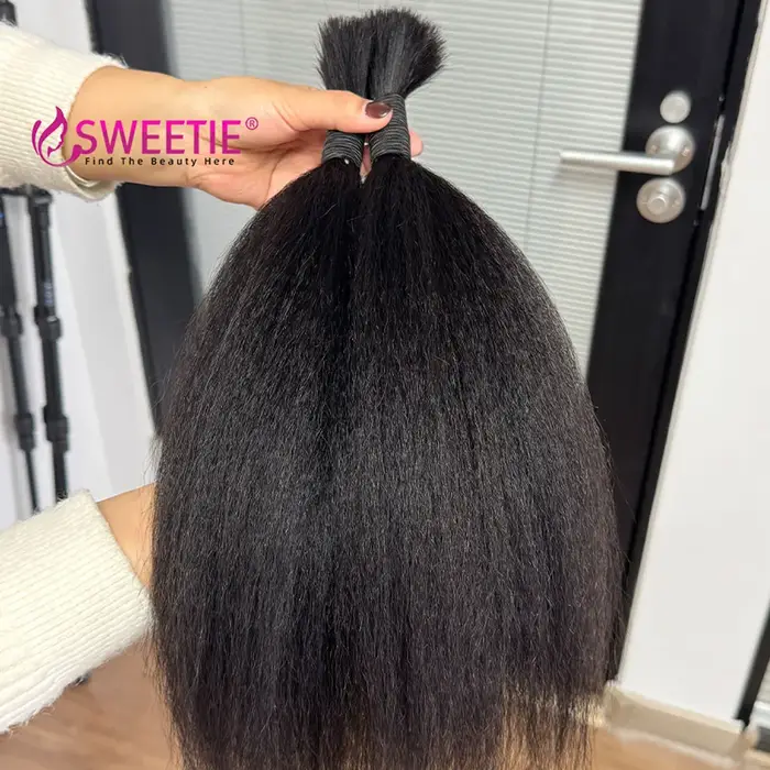 Extensions de cheveux humains en vrac Yaki lisse et Kinky Straight