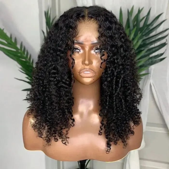 Perruque bouclée birmane 13x4 avec dentelle frontale, cheveux humains pré-épilés, dentelle transpare