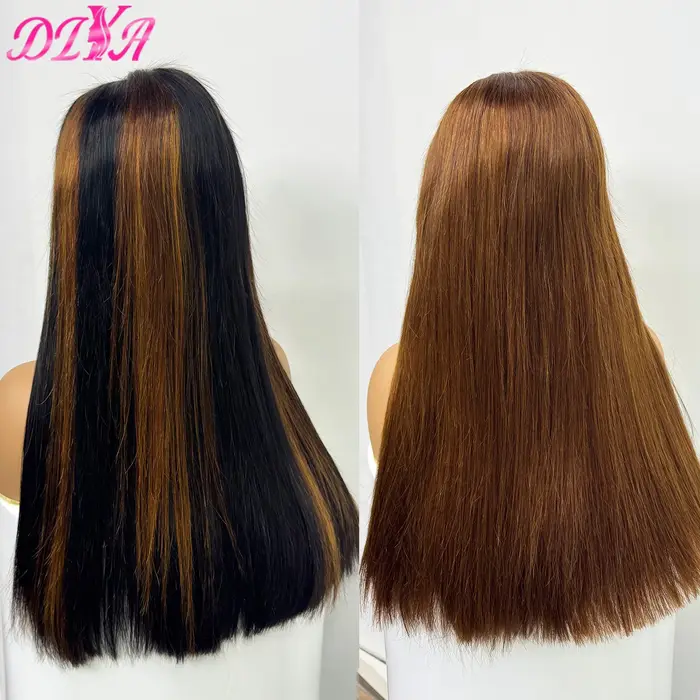 5x5 dentelle transparente sans colle perruque de cheveux humains 300% densité 24 pouces Double os de