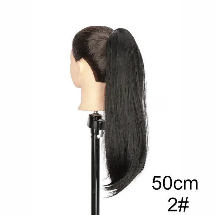Synthétique 40 cm/50 cm pince à griffes Micro bouclés en Extension de queue de cheval longue droite bouclée noir brun