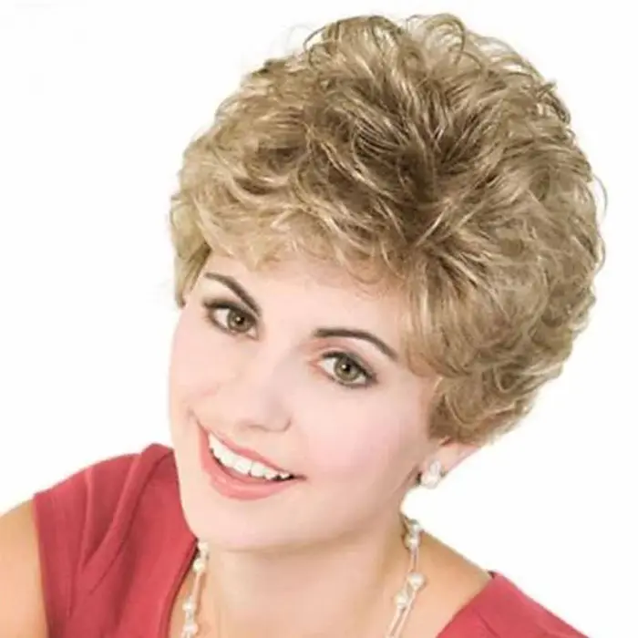 HAIRJOY – perruque synthétique bouclée et moelleuse, cheveux synthétiques courts dorés clairs pour f