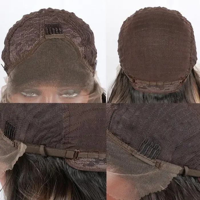 Perruque courte bouclée synthétique blonde avec dentelle frontale