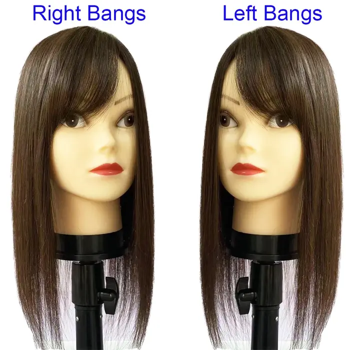 Cheveux humains vierges européens, frange d'air latérale pour femmes, peau de Silicone, Base en soie