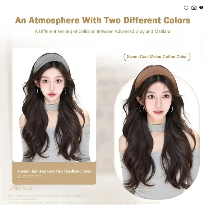 Nouveau Long ondulé bouclés bandeau Extension de cheveux postiches naturelles synthétiques en forme de U demi-tête couverture pour les femmes