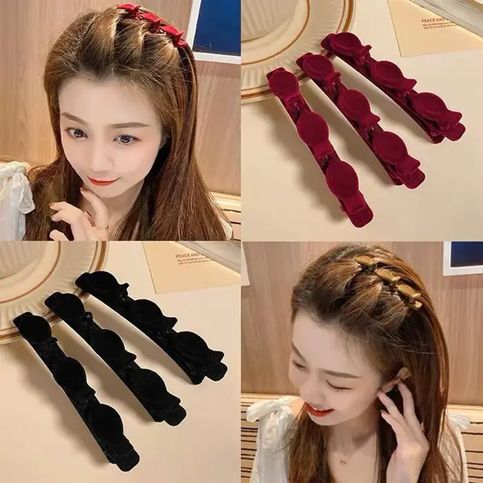 Pinces à cheveux tressées de couleur unie