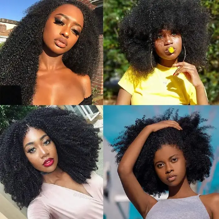 Extensions de cheveux humains Afro crépus bouclés