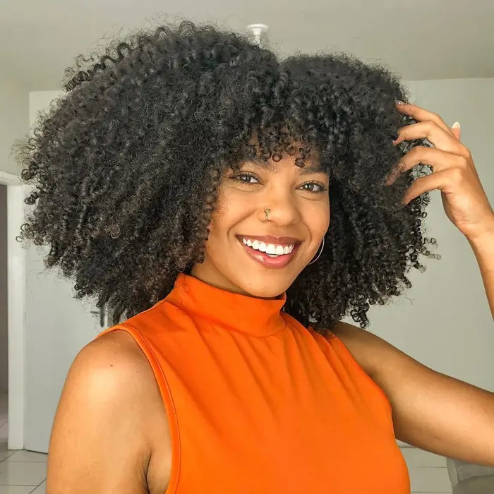 Perruque Bob courte bouclée Blonde à reflets avec frange, cheveux naturels Afro crépus bouclés, sans