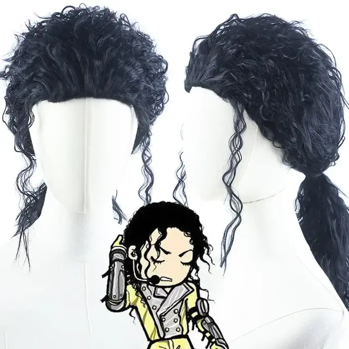 Michael Cosplay perruque noire MJ homme adulte
