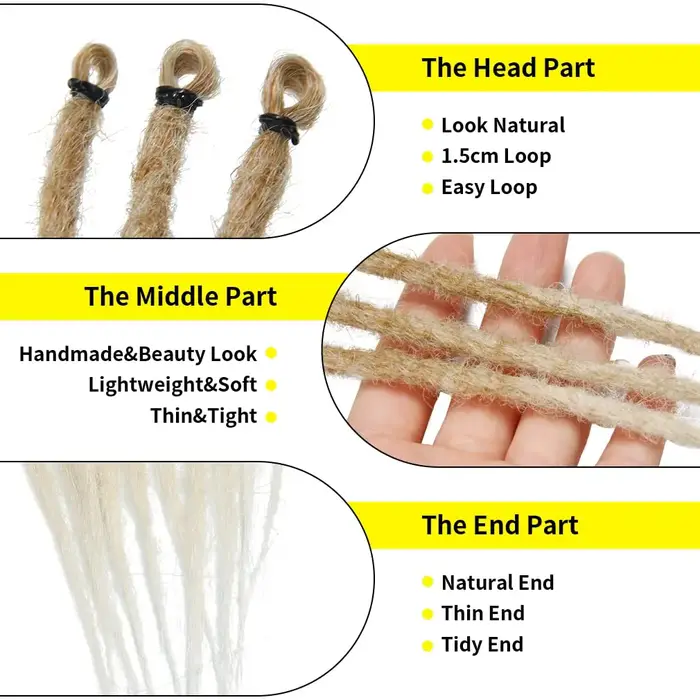 Extensions de dreadlocks synthétiques 24 pouces, 5 brins, à une extrémité, fines, pour crochet, dreadlocks hip-hop faites à la main