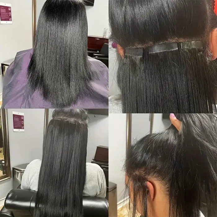 Extensions de cheveux à bandes adhésives lisses 100%