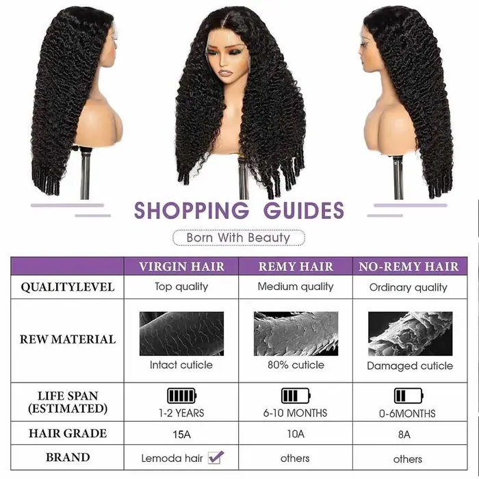 Lemoda birman perruque bouclée cheveux humains 13x6 pleine fleur HD perruque de dentelle transparent