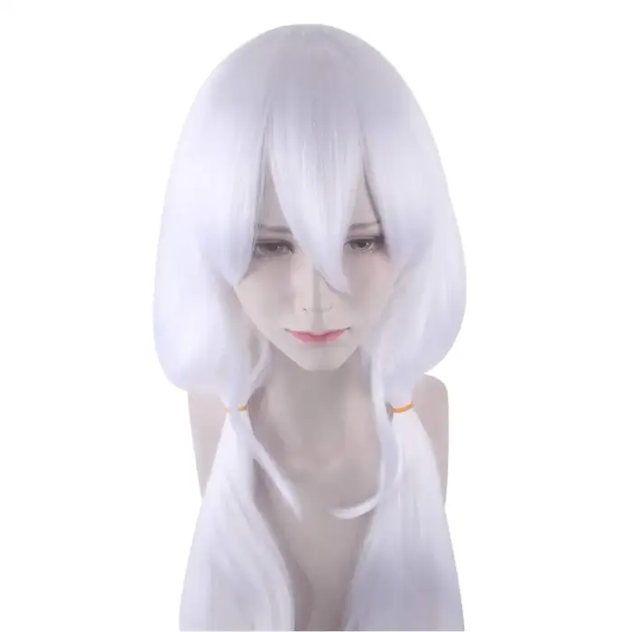 Perruque Synthétique Longue Ondulée avec Frange pour Femme, Mignonne, Blanche, Anime, Cosplay, Costume, ixd'Halloween