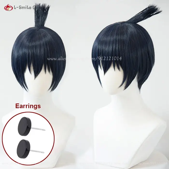 Perruque de Cosplay Hayakawa Akii Bleu Noir 3 cm