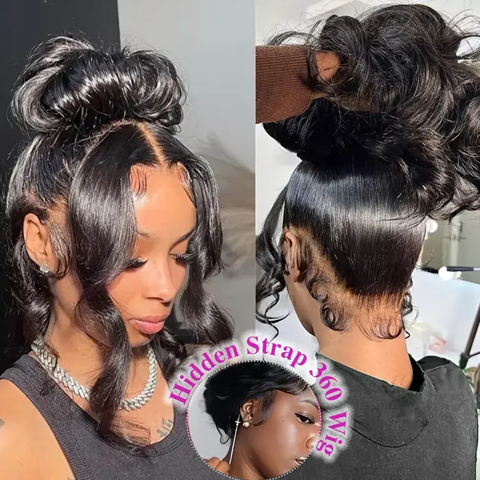 Sangle cachée cordon perruque 360 dentelle avant perruques cheveux humains 250 densité vague de corp