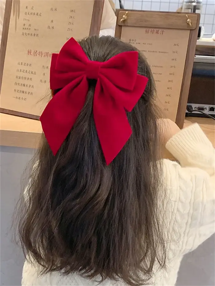 1 pince à cheveux pour femmes automne-hiver vintage velours arc dos