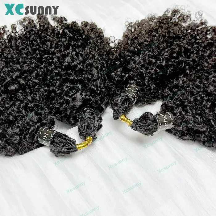 Crochet cheveux humains crépus bouclés pré-séparés plume Crochet Extensions de cheveux humains sans