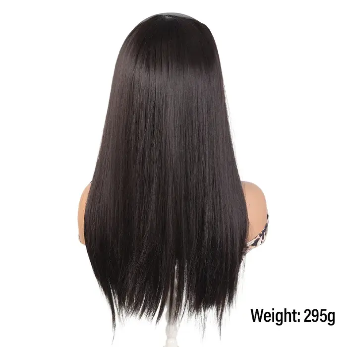 Demi-perruque tendance pour femme avec bandeau gris et cheveux synthétiques longs et raides