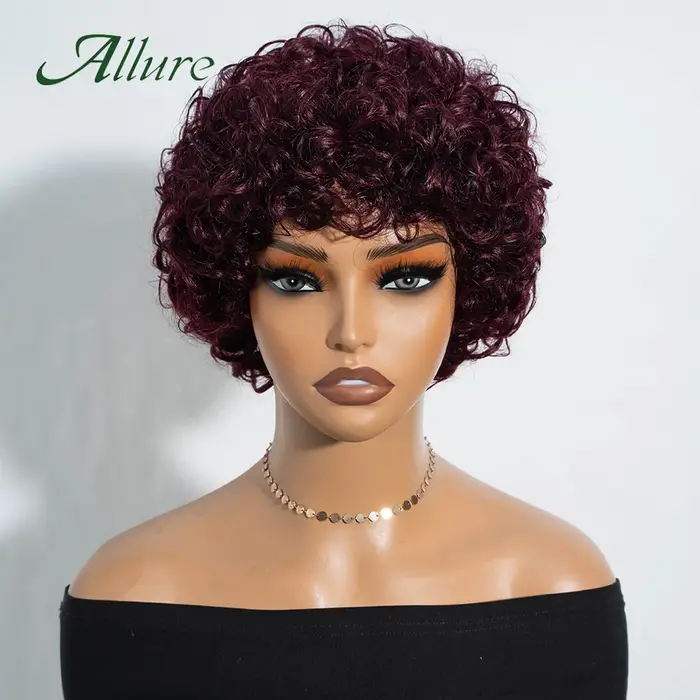 Perruques en cheveux humains Jerry Curly pour femmes noires, perruque courte pixie afro bouclée de 1