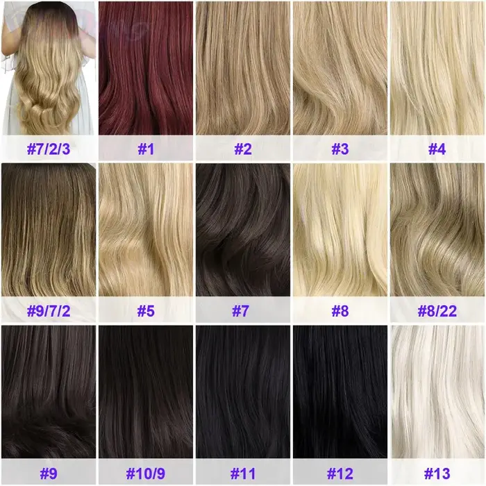 DinDong Demi Perruque Synthétique Ondulée pour Femmes, Extension à Clipser dans Cheveux, Peigne, sur Tête en Maille, 3/4, 24 Pouces, 60 cm