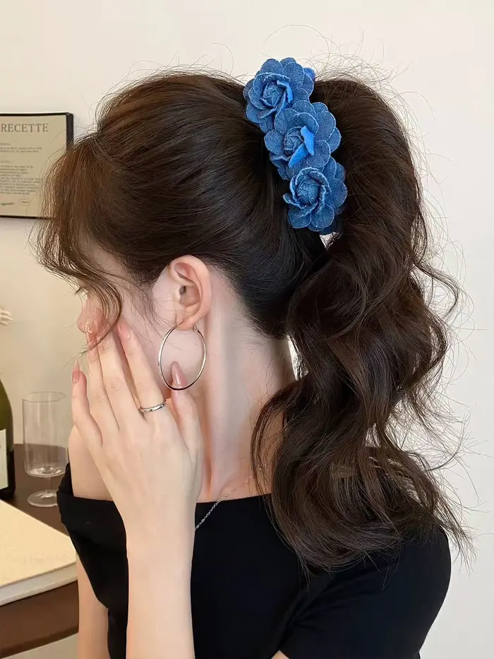 Clip banane en denim bleu rétro haut de gamme