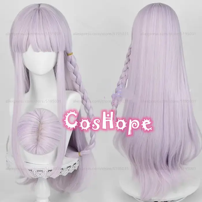 Kirigiri Kyoko Cosplay perruque 80 cm cheveux longs violet clair