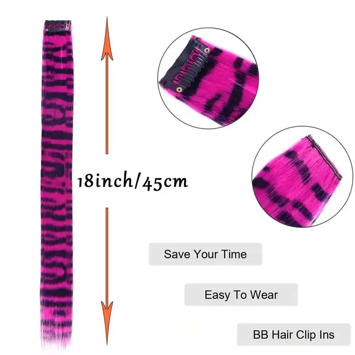 Extensions capillaires synthétiques lisses à Clip imprimé à rayures