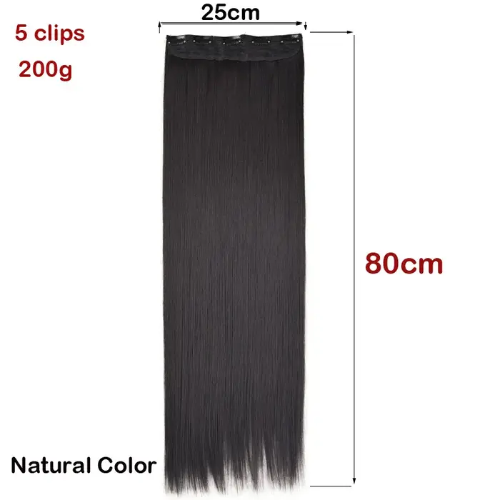 Perruque synthétique extra longue de 32 pouces, extension de cheveux lisses à clipser, cheveux synth