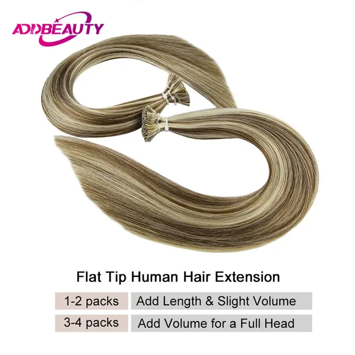 Extensions de cheveux humains lisses à pointe plate