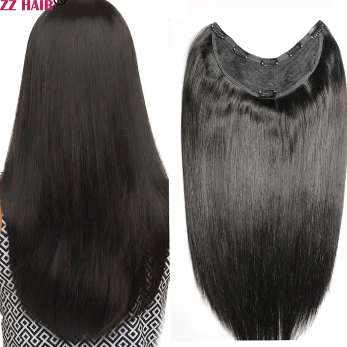 ZZHAIR 100% Extensions de cheveux humains brésiliens Remy 120g-200g 16 "-26" U pièce perruque Clip-in naturel droit