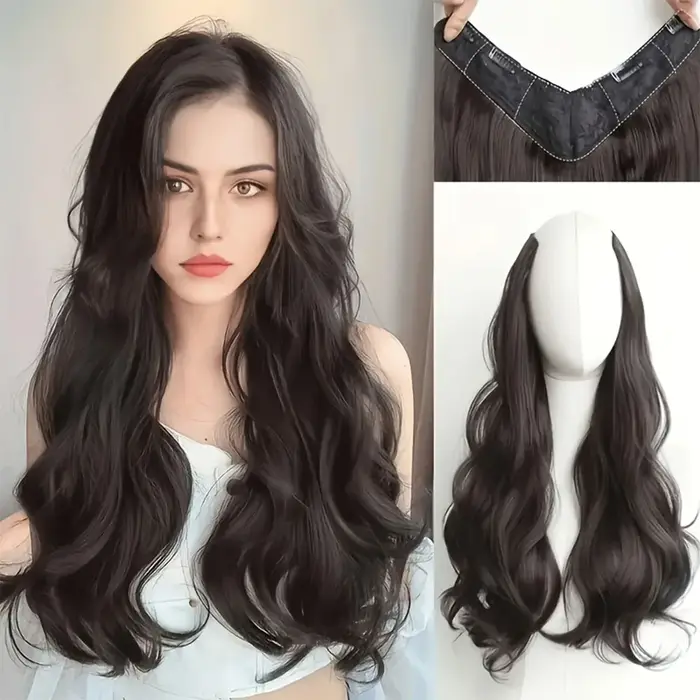Extension de cheveux synthétiques longs et bouclés de 20 pouces