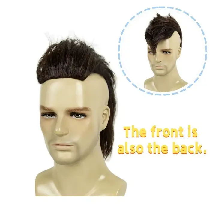Perruque Mohawk pour hommes | Postiche pointue Punk Rock rouge et noire pour Halloween