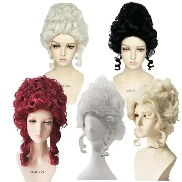 Perruque de Cosplay Marie Antoinette princesse moyenne bouclée perruques de cheveux résistants à la chaleur