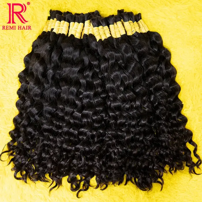 Extensions de cheveux indiens 100% Remy, non traités, en vrac, sans trame, pour tressage et coiffure