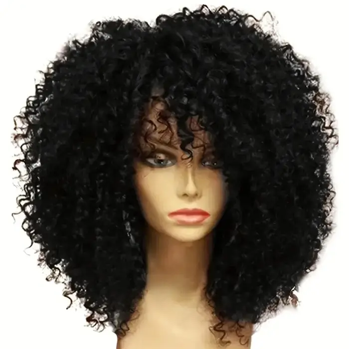 Perruques Afro crépues bouclées avec frange
