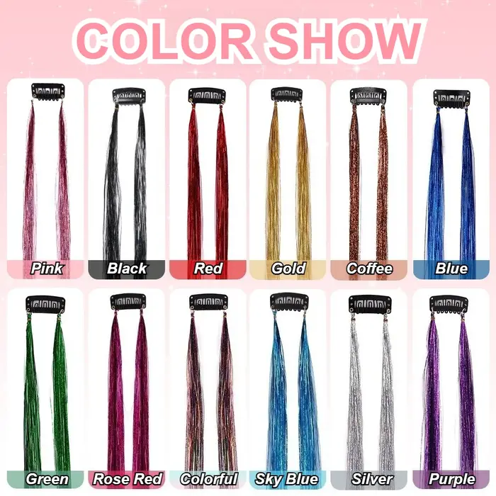 Extensions de cheveux tressées à paillettes en fibre haute température