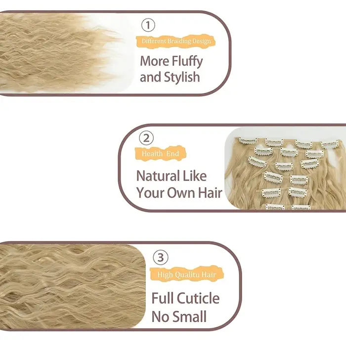 Extensions de cheveux longs bouclés naturels noirs de 24 pouces