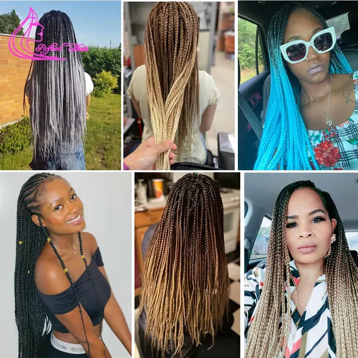 Boîte synthétique tresses 18 24 pouces de Long Ombre Crochet tressage Extensions de cheveux noir brun