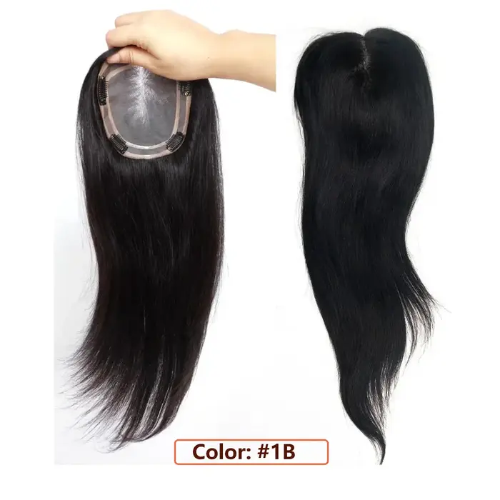 100% vrais cheveux humains Toppers pour femmes pince dans les postiches respirant 5 "x 6" grande Bas