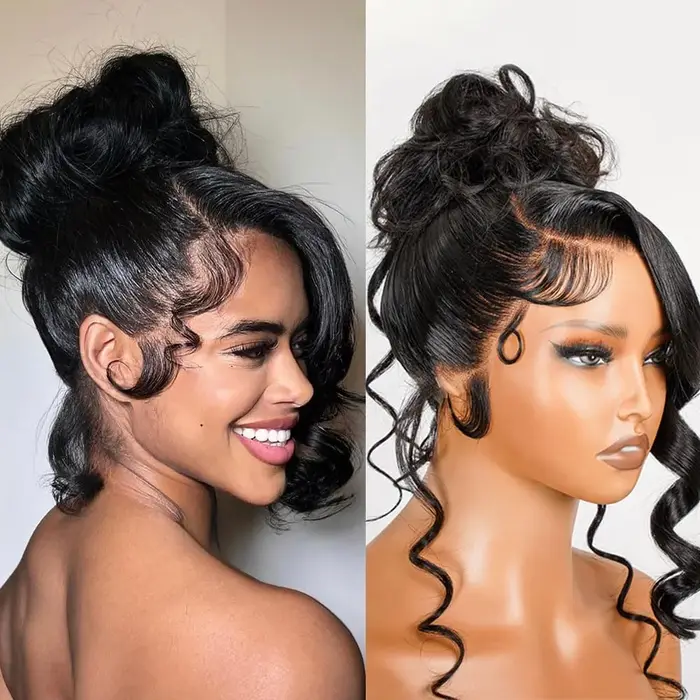 Perruque Lace Front Wig Body Wave 360 HD, cheveux naturels, pre-plucked, 12A, sans colle, vierge bré