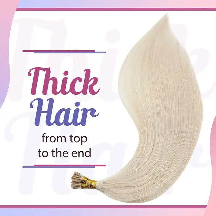 VeSunny-Extensions de Cheveux Naturels Lisses Blonds I-Tip