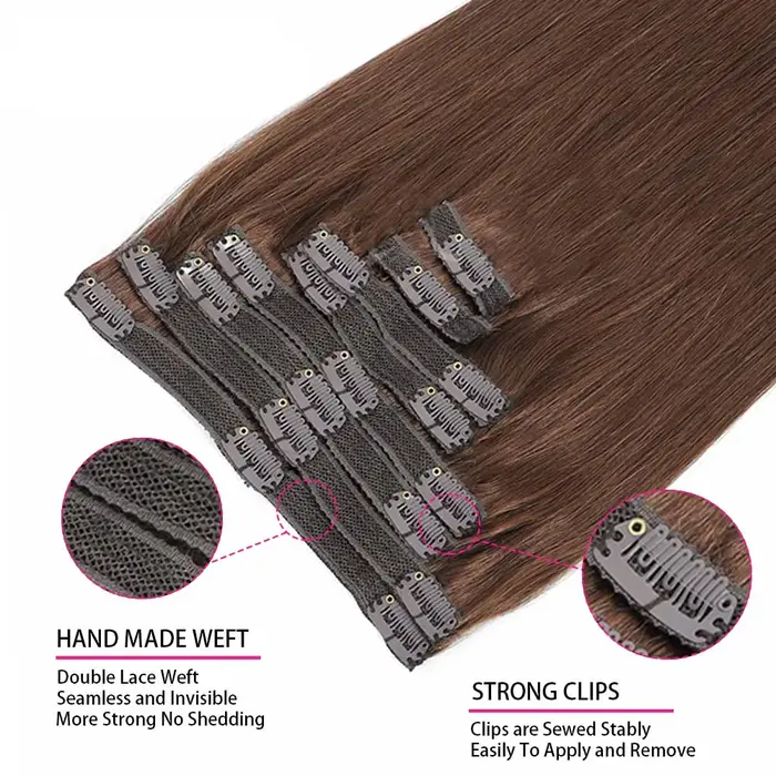 Extensions à clips brun chocolat