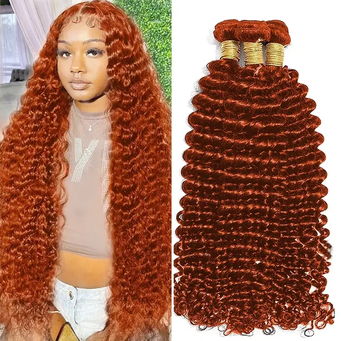 Cheveux d'Arietis # 350 gingembre vague profonde paquets de cheveux humains 1/3/4 pièces pas cher Re