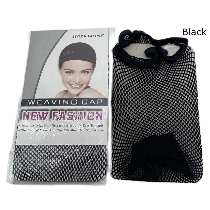 4 pièces TOP ouvert noir nouvelle mode tissage casquette extensible élastique filet à cheveux Snood perruque