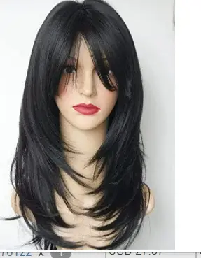 QQXCAIW perruque naturelle longue ondulée pour femmes afro-américaines Cosplay noir résistant à la chaleur cheveux synthétiques perruques quotidiennes