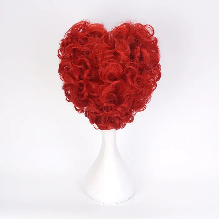 Perruque synthétique courte bouclée rouge la reine rouge