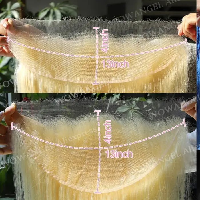 Perruque en dentelle transparente HD, cheveux blonds 613, dentelle ultra fine, fermeture uniquement 