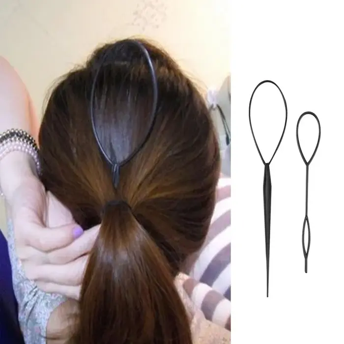 1 ensemble (2 pièces) queue de cheval boucle en plastique outils de coiffure Simple magique cheveux 